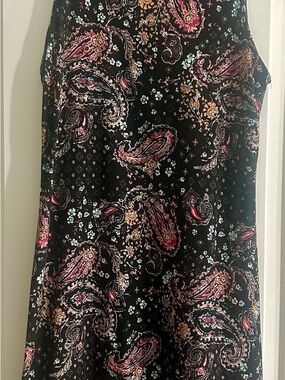 Mudd Black Paisley Midi Dress with Pink, Teal & Yellow Accents